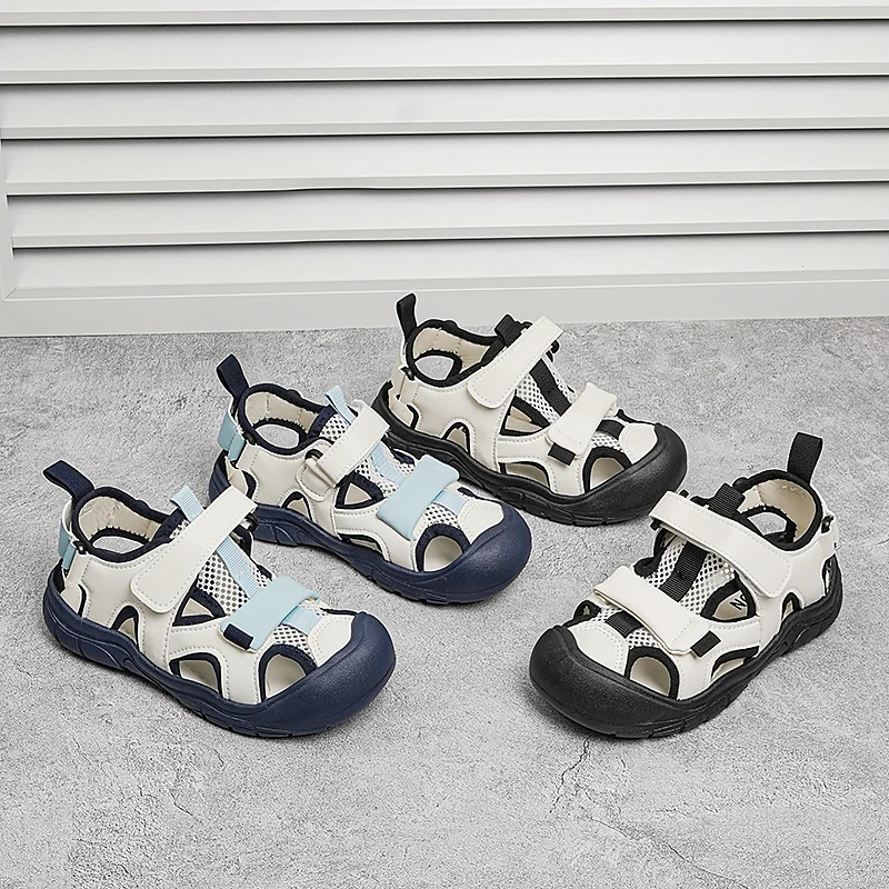 Girls Toes Capped Sandals Breathable Mesh Children Summer Beach Shoes Anti-slip Kids Outdoor Sport Sandals Anti-slippery