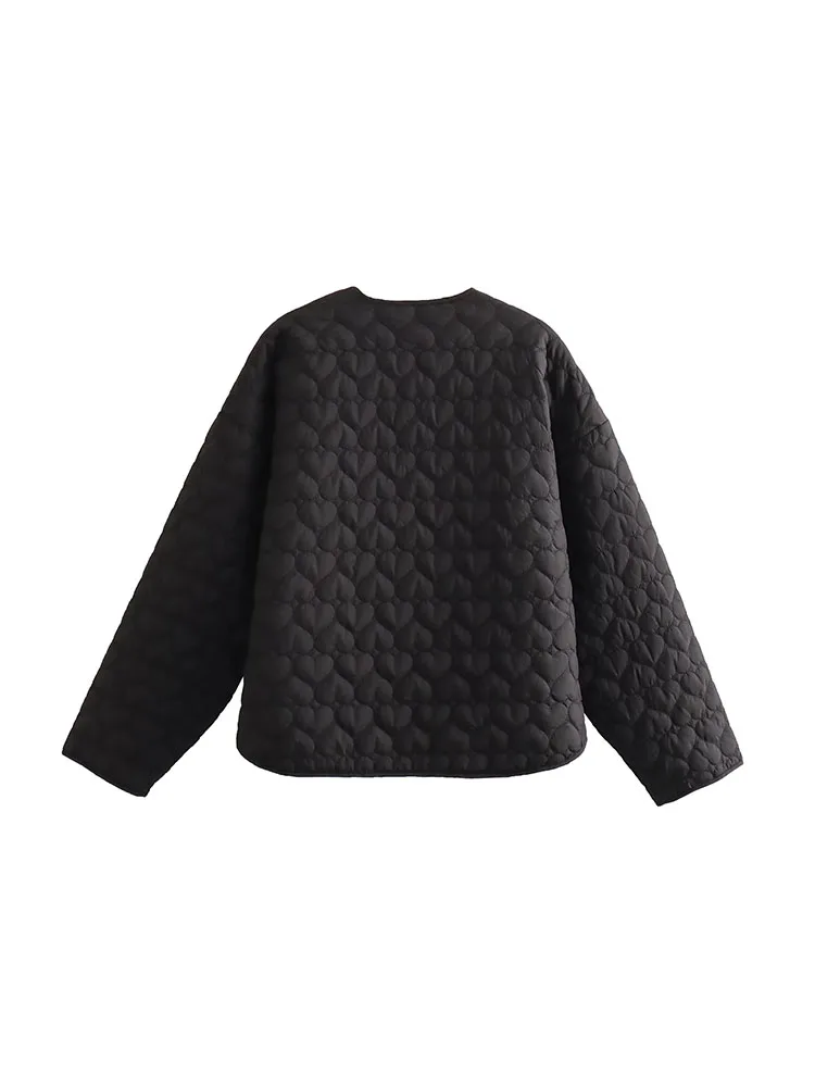 Traf Bomber Jacket For Women\'s Jacket Coats Fall Winter Cotton Padded Parka Long Sleeve Warm Short Quilted Coat Female Outwears
