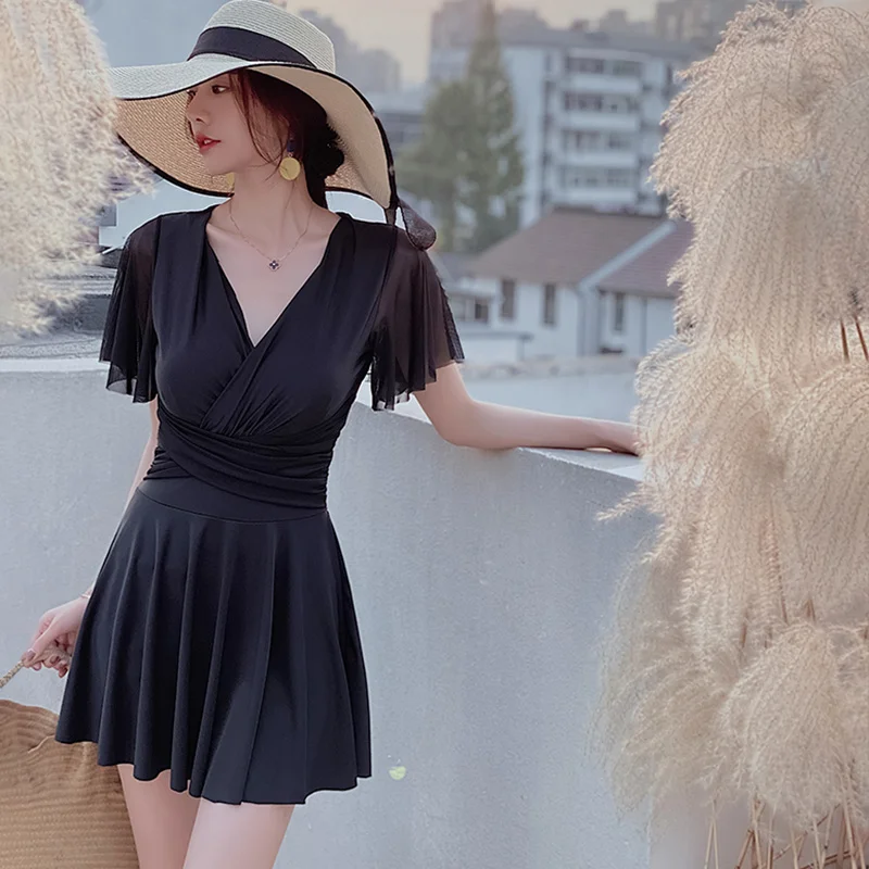 Maillot de bain à armatures pour femmes, jupe une pièce, mi-longue, grande taille pour mamans