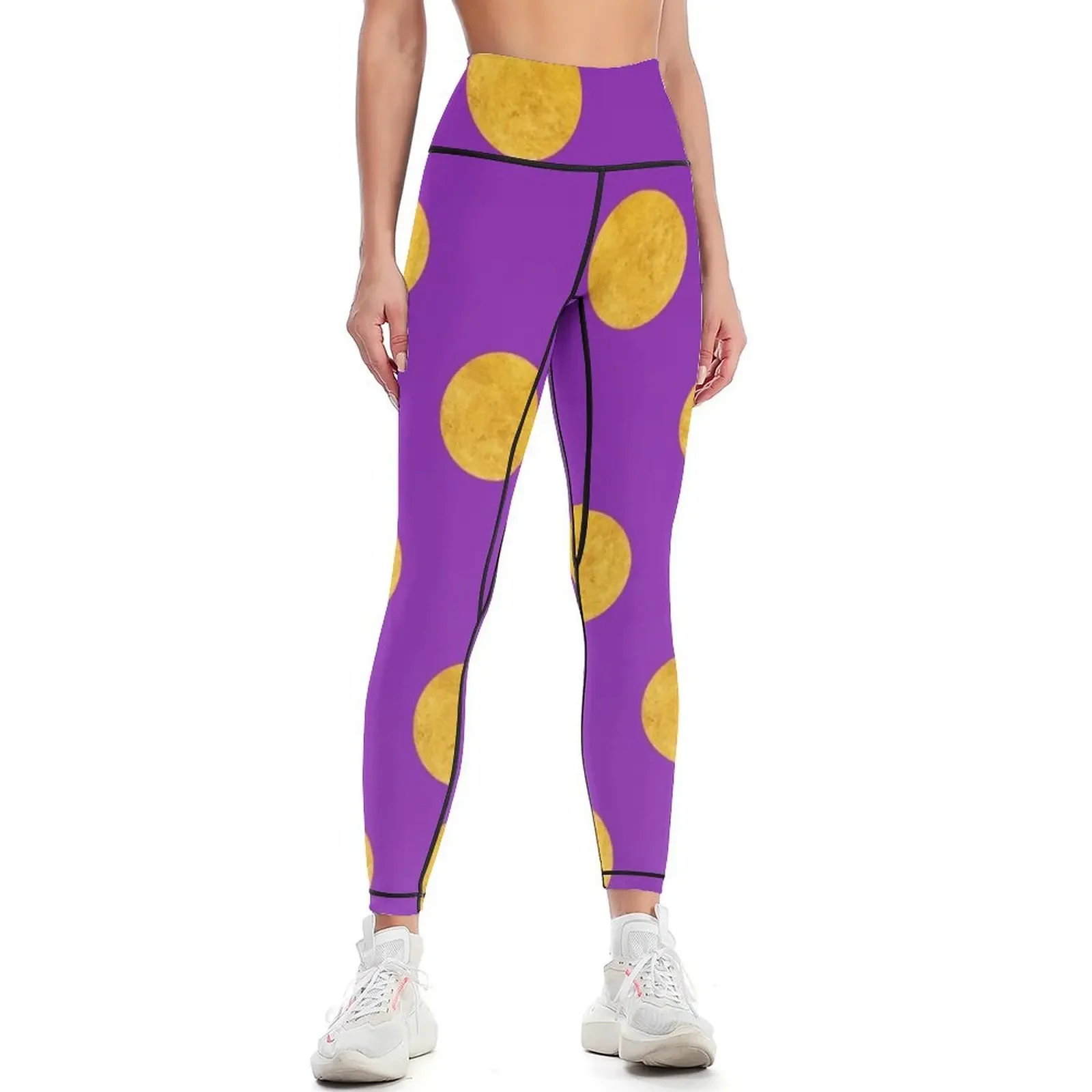 

Gold and Purple Polka Dot Leggings Golf wear Women's sportswear sportswear woman gym 2025 push up tights for Womens Leggings