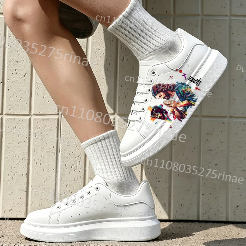 Picture 4: Suitable Gift Jesus Exclusive Design Women Men Platform Sneakers Colorful Art Print Simple Adult Men's Footwear