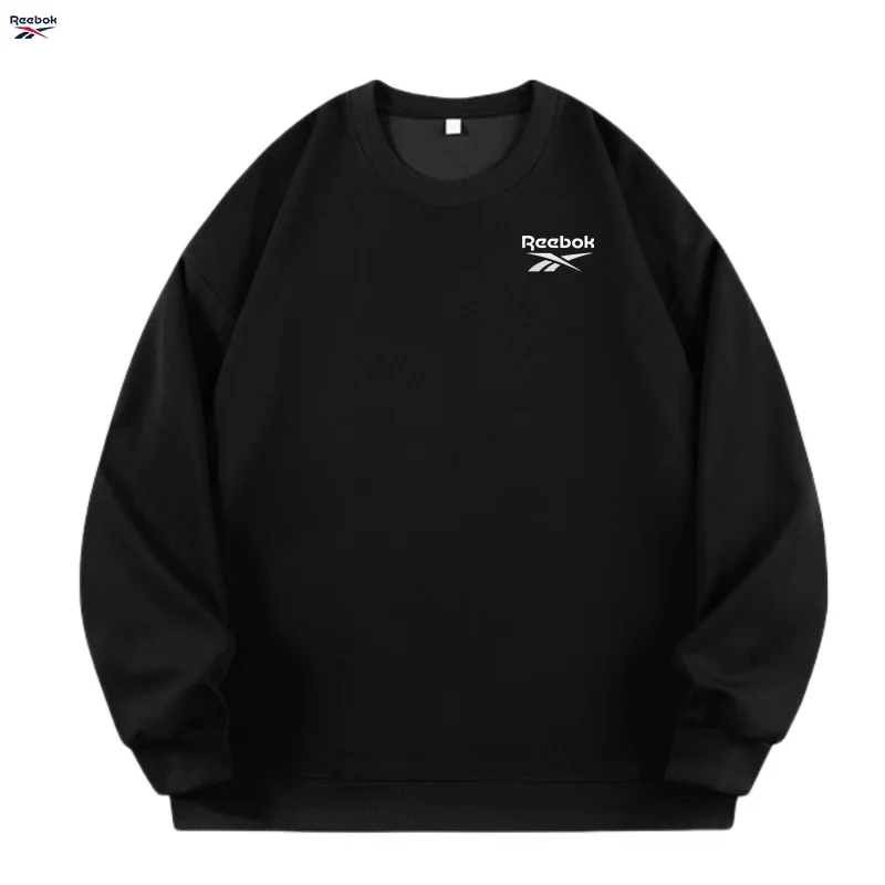 Reebok's New Thick Fabric Men's Simple-Style Sports Shirt - Fashionable Solid Color-Round-Neck Pullover-Fall Evening Casual Top
