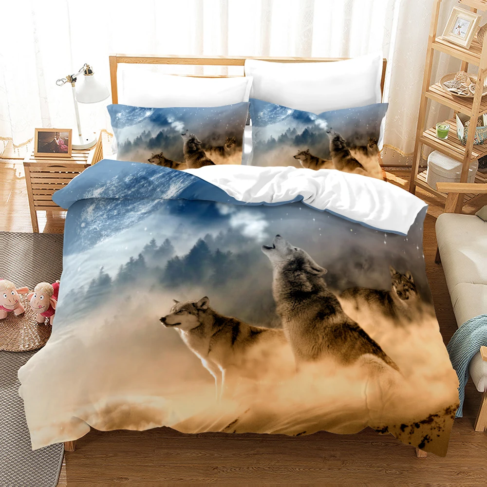 

Animal Black Wolf Duvet Cover Set Luxury Wolves Bedding Set Design Quilt Cover Pillowcases De Microfiber Home Textiles 240x220cm