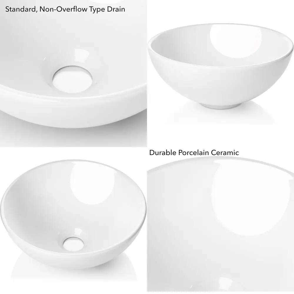 

11-дюймовая круглая белая фарфоровая накладная раковина для ванной комнаты