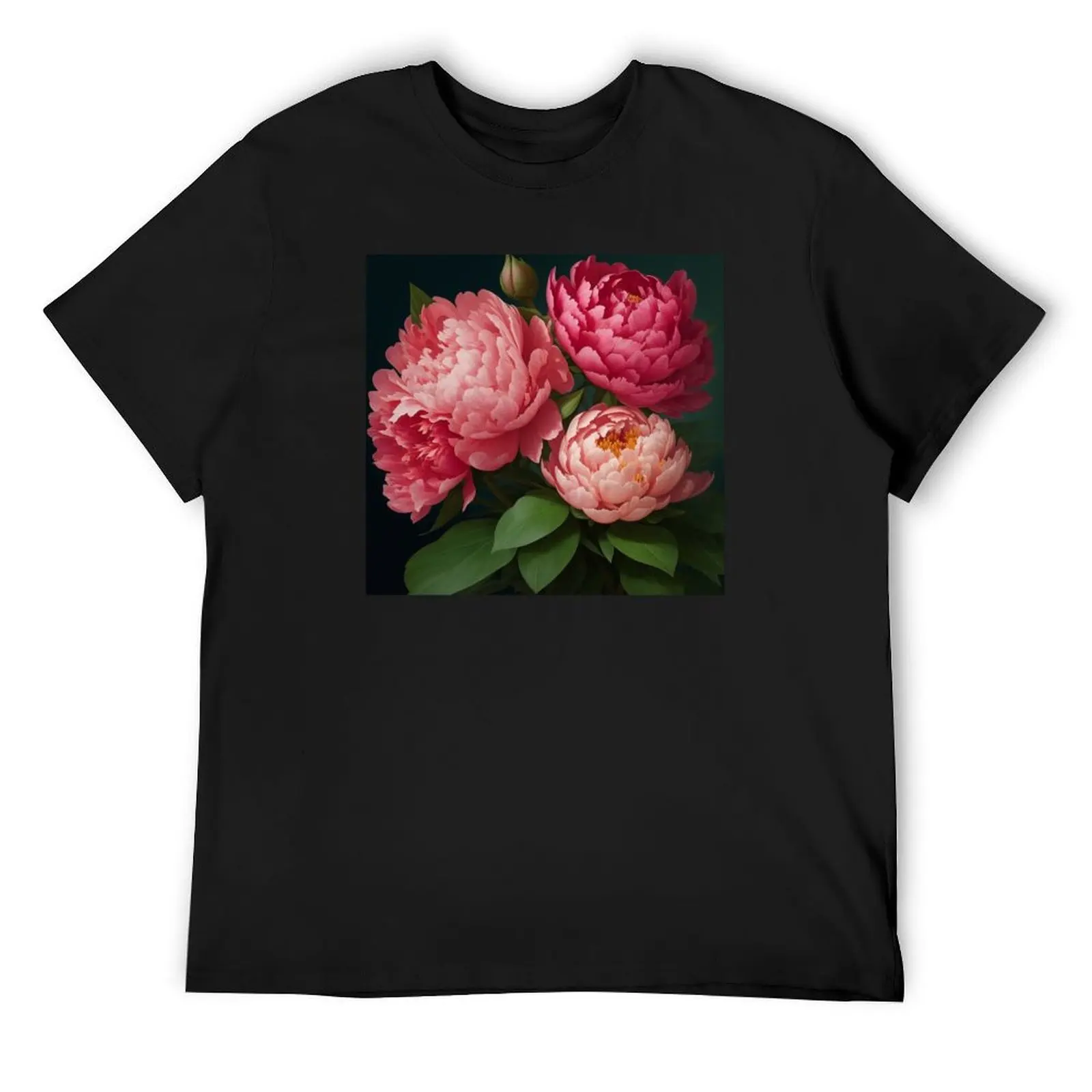 

peony flower t-shirt T-Shirt kawaii clothes blanks rapper graphic tees summer tops t shirts for men cotton