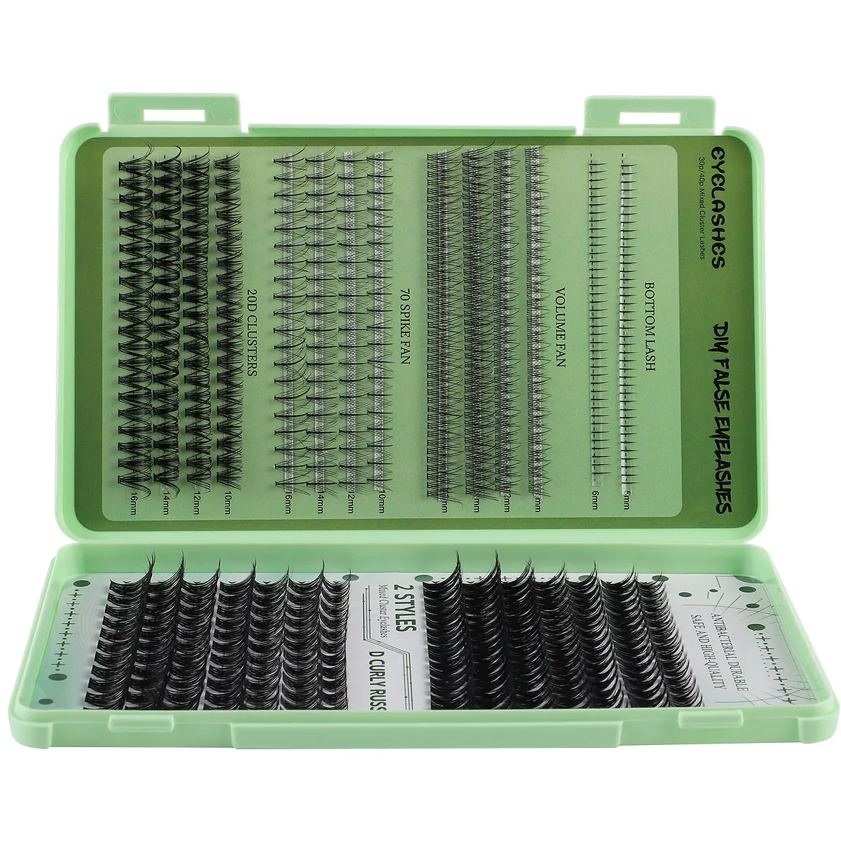 QSTY-C個のカールした個々のまつげクラスター,超薄型バンド,再利用可能,柔らかい接着剤,5〜16mm, DIYまつげエクステ