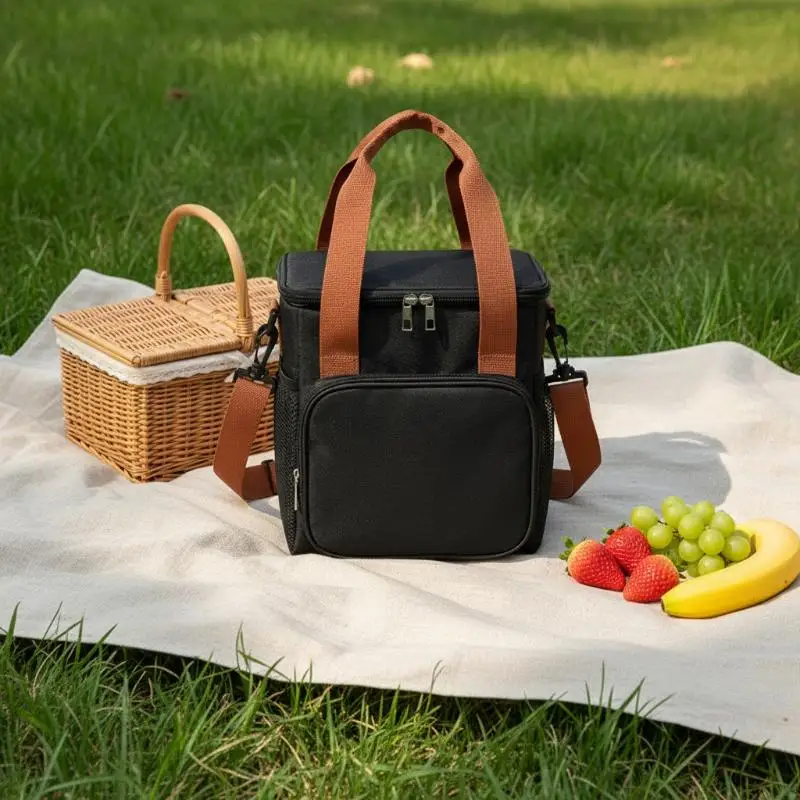 Portable Thermal Lunch Bag Picnic Food Cooler Bags Insulated Case Waterproof Office Lunchbag With Shoulder Strap
