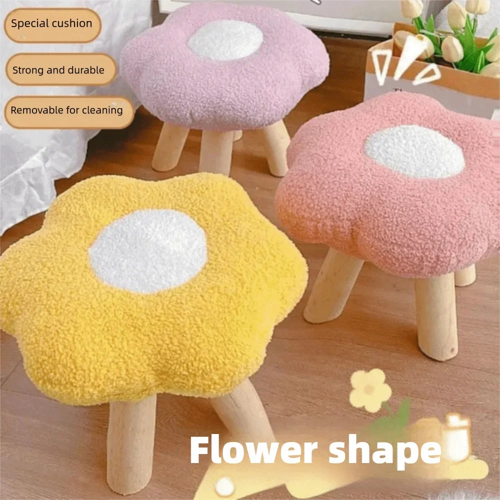 

Portable Soft Low Stool Flower Lightweight Footstool Removable Cover Household Sofa Stool Living Room