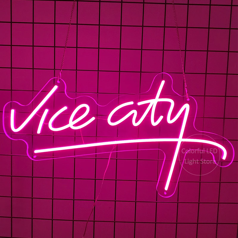 Insegna al Neon personalizzata Vice City Gamer regali Art Wall Decoration Bar Rave Party appartamento camera da letto Home Decor insegne luminose al