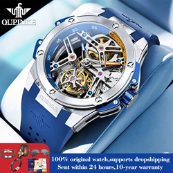 OUPINKE 8003 Watch For Men Tourbillon Hollow Mechanical Men Watch 45mm Big Dial Fashion Waterproof Silicone Strap Man Watches