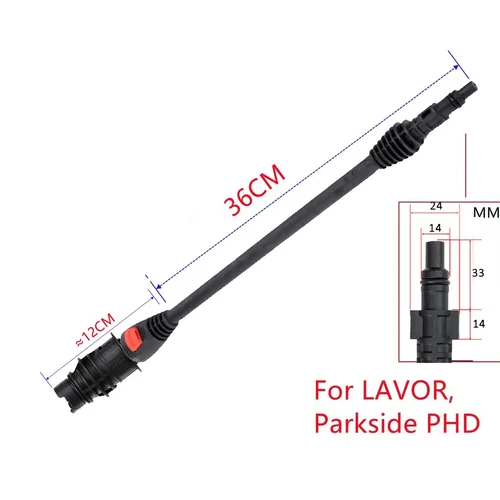 Imagen 2 del producto Varita de extensión de lavadora de alta presión para LAVOR/ PARKSIDE PHD con boquilla de pulverización de ángulo ajustable y boquilla Turbo