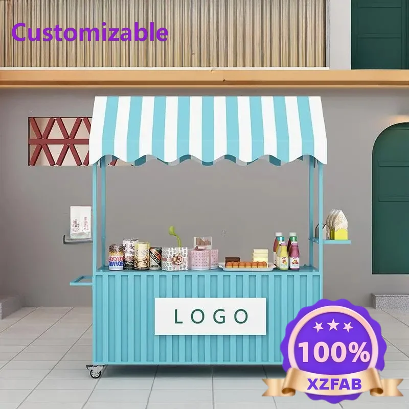 Factory Direct 2026 Internet celebrity wrought iron flower car Outdoor market stall car Snack car Night market stall trolley Mob