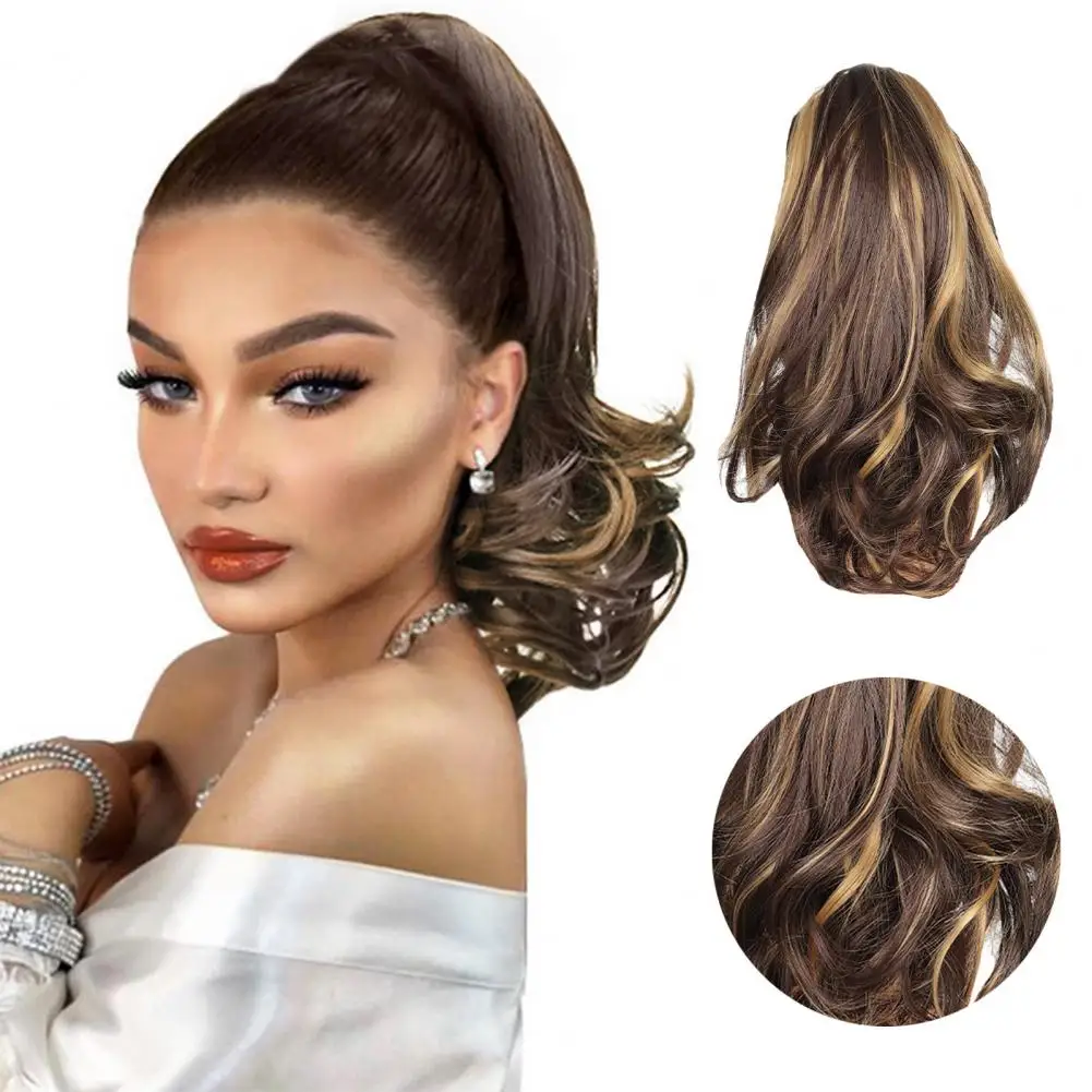 

40cm Long Curly Ponytail Clip Wig Women Ponytail Extension Wig With Hair Claw Heat-Resistant Natural Looking Synthetic Hairpiece