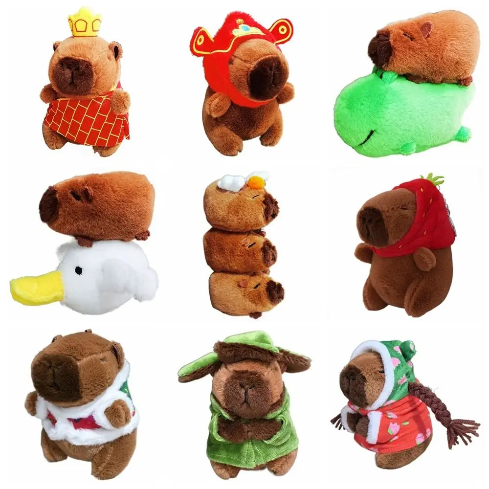 ของเล่นการ์ตูน capybara หมวก capybara ของเล่นน่ารักจี้รูปการ์ตูน capybara headgear capybara ตุ๊กตาสัตว์ยัดไส้นุ่ม