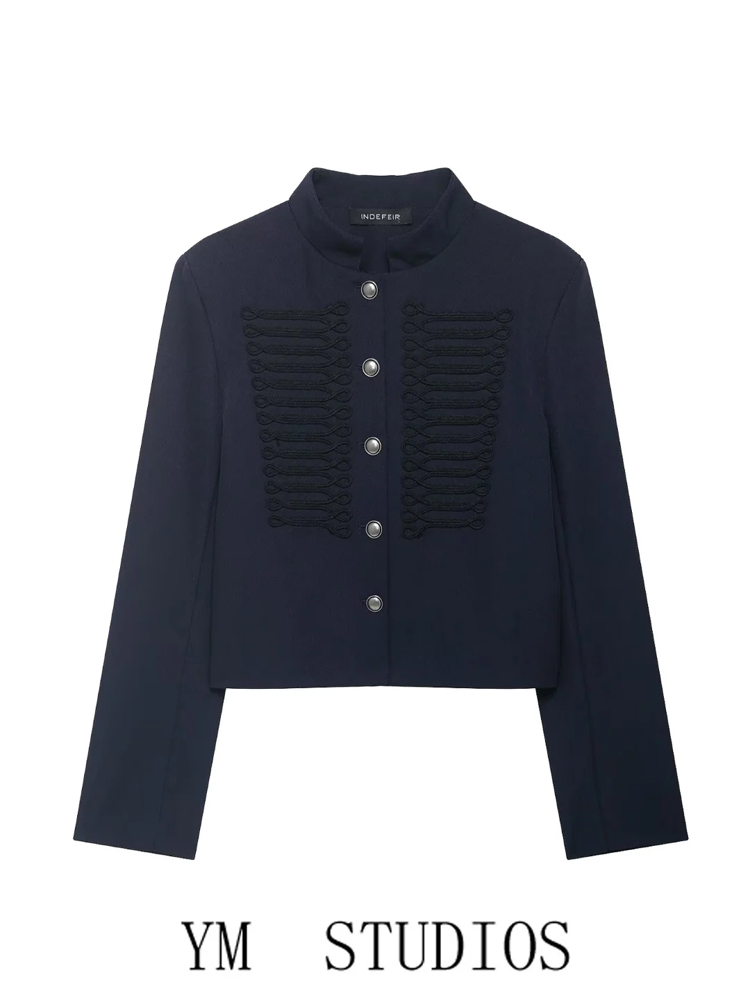 Women's Fashion Stand Collar Button Decorated Single Button Short Coat Autumn 2026 Vintage Small Audience Suit European Style...