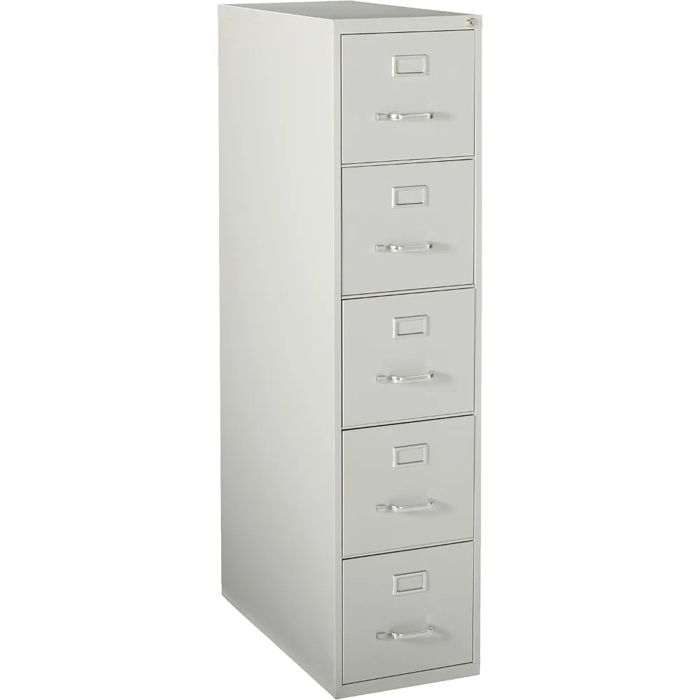

Fortress Locking Metal File Cabinet, 5-Drawer, 26.5" x 15" x 61.6", Light Gray