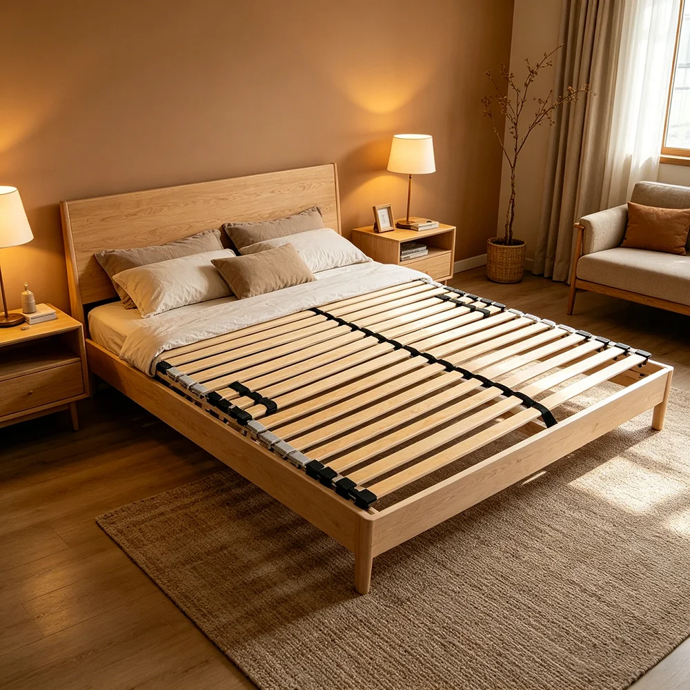 Lattenrost 100x200 cm, Massivholz-Buche, 28 Latten, 7 Komfortzonen, verstellbar, robust, einfach zu montieren, Matratze nicht enthalten