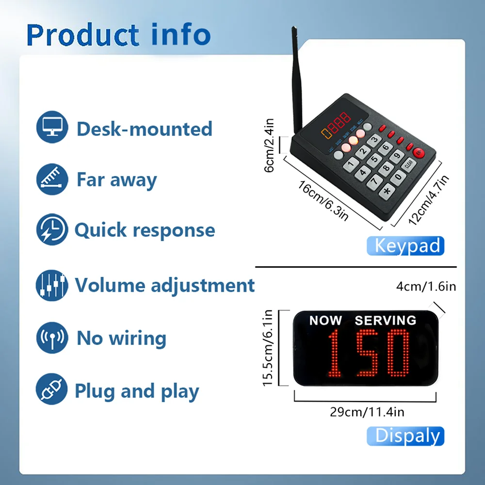 Imagem -05 - Display Número Sistema de Chamada sem Fio Sistema Contador Dígitos Teclado Transmissor Tela Exibição para o Centro Serviço Bancário