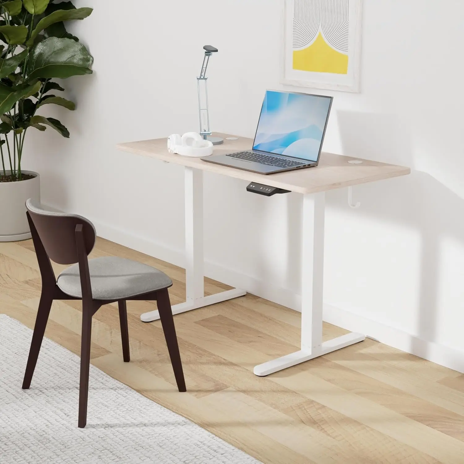 Electric Standing Desk, 48 x 24 Inches Height Adjustable Stand up Desk, Sit Stand Home Office Desk, Computer Desk, Maple