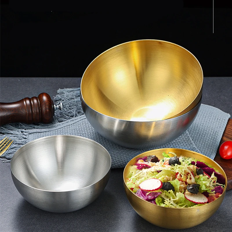 

Stainless Steel Fruit Salad Bowls Children's Tableware Large Capacity Soup Noodle Ramen Bowl Food Container Kitchen Dinnerware