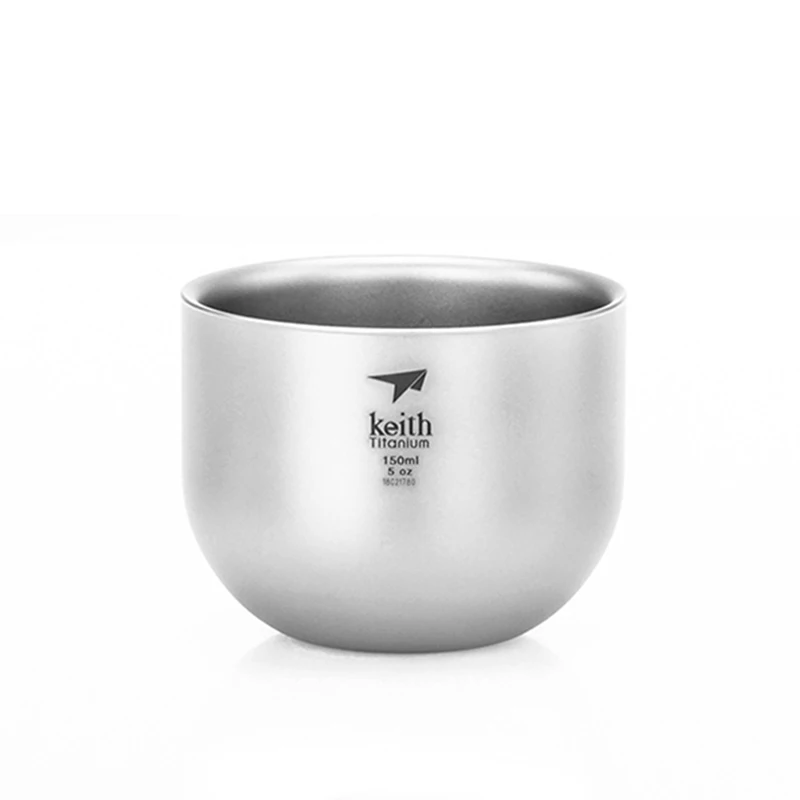 

Keith Titanium Teacup, Double Wall Anti-Scalding Juice Water Cup, Outdoor Camping Tableware, Titanium Drinking Coffee Mug 150ml
