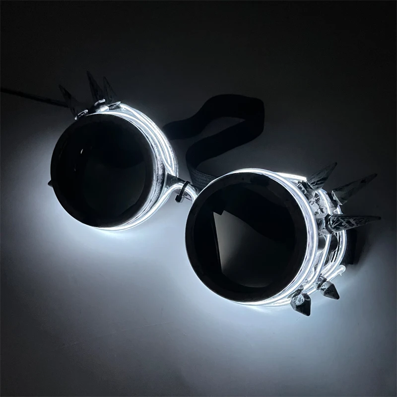Gorące neonowe migające gogle steampunkowe LED podświetlane okulary Luminous akcesoria cyberpunkowe świąteczne neony DJ cosplay Supplies
