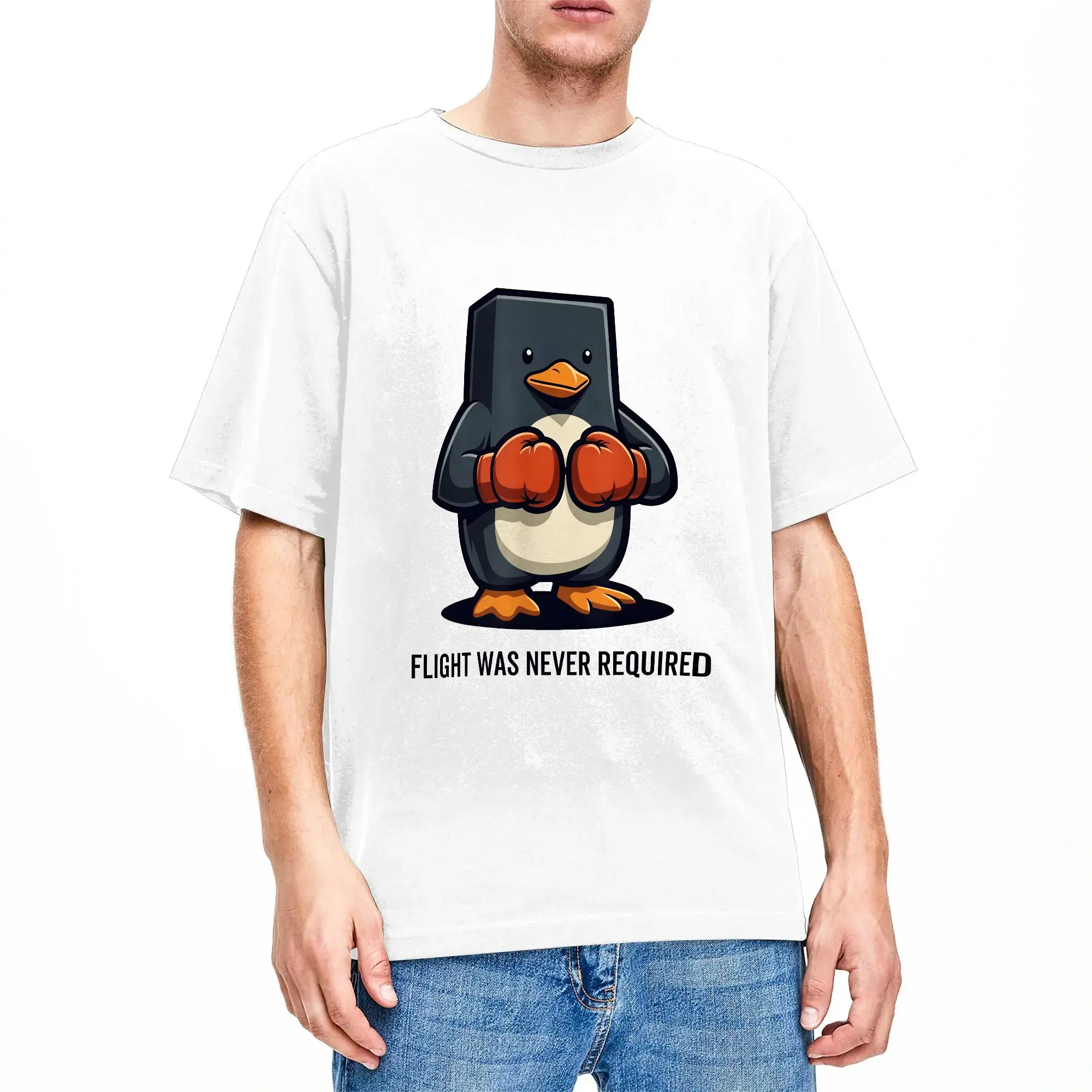 Flight Was Never Required Tactical Penguin Meme Humor T-Shirt  Harajuku T-Shirts Short-Sleeve Vintage Tops Summer Cotton Tees