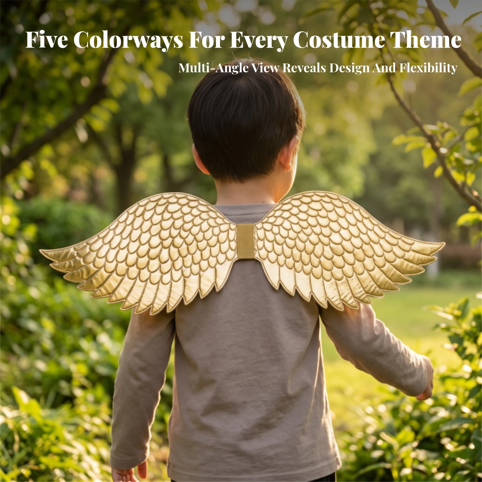 Angel Wings with Elastic Straps Realistic Feather Wings with Shoulder Straps Prop Light Lightweight for Cosplayers, Halloween