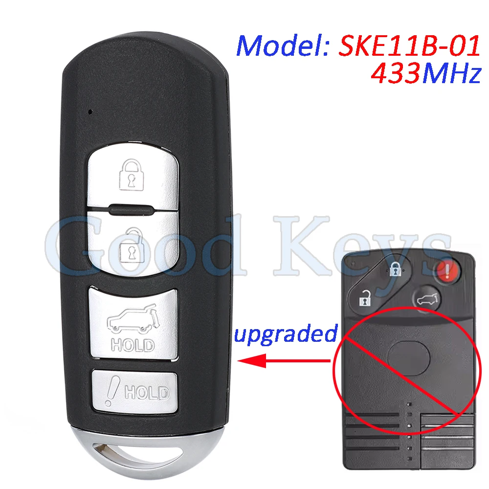 

KEYECU SKE11B-01 433MHz for Mazda CX-7 CX9 2007 2008 2009 BGBX1T458SKE11A01 Upgraded Modified Smart Remote Key Fob ID83 Chip