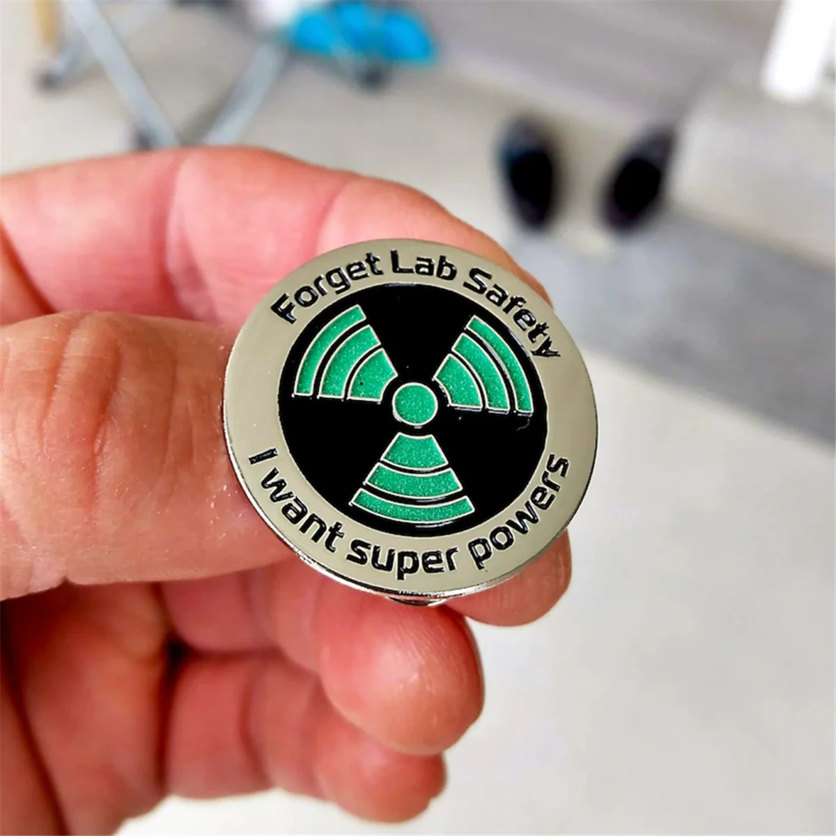 LLXA Science Enamel Pin - Glow in the Dark - Forget Lab Safety I Want Super Powers Lapel Pin Hat Pin - Funny Pin