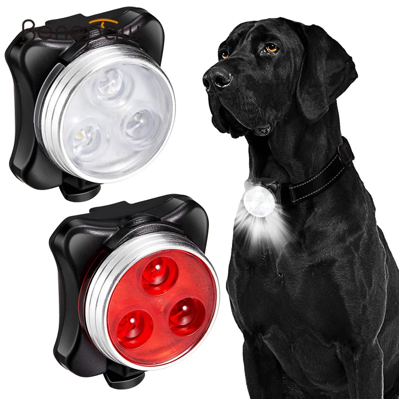 Benepaw LED Dog Collar Light For Night Walking Waterproof Safety Clip-on Pet Light Rechargeable 4 Modes Walking Running Cycling