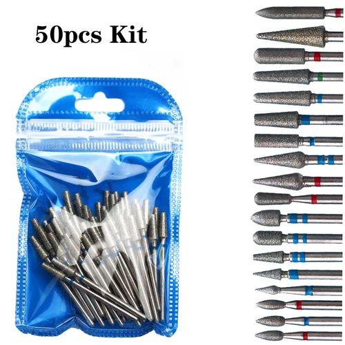 Imagen 2 del producto Juego de brocas de diamante para limpieza de cutículas, accesorios de corte eléctrico para manicura, herramienta para eliminar piel muerta, 50 unidades