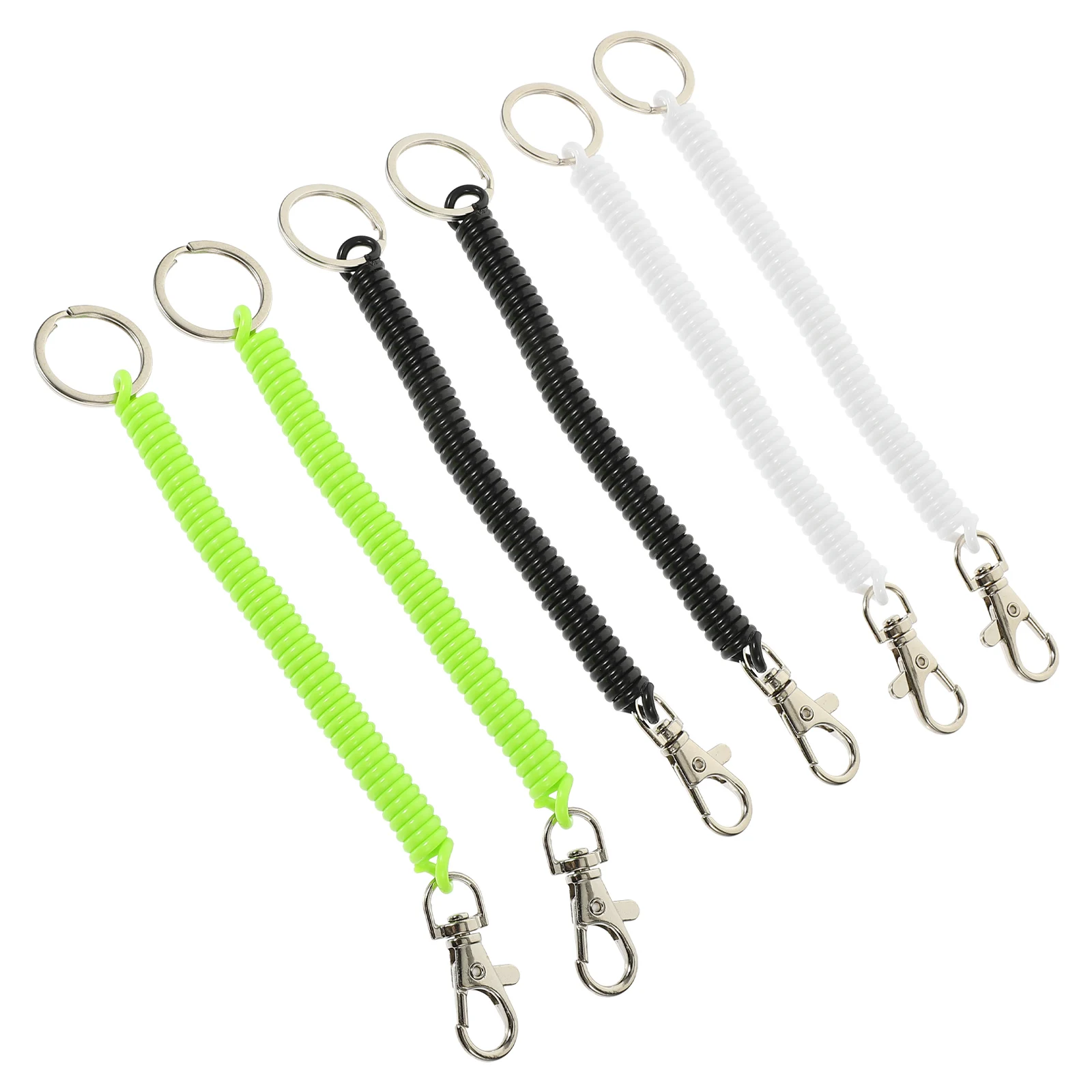 

6 Pcs Anti-lost Rope Bracelet Spring Coil Keychain Lanyard Wrist Carabiner Chains Cord Retractable Springs Circular Cell Phone
