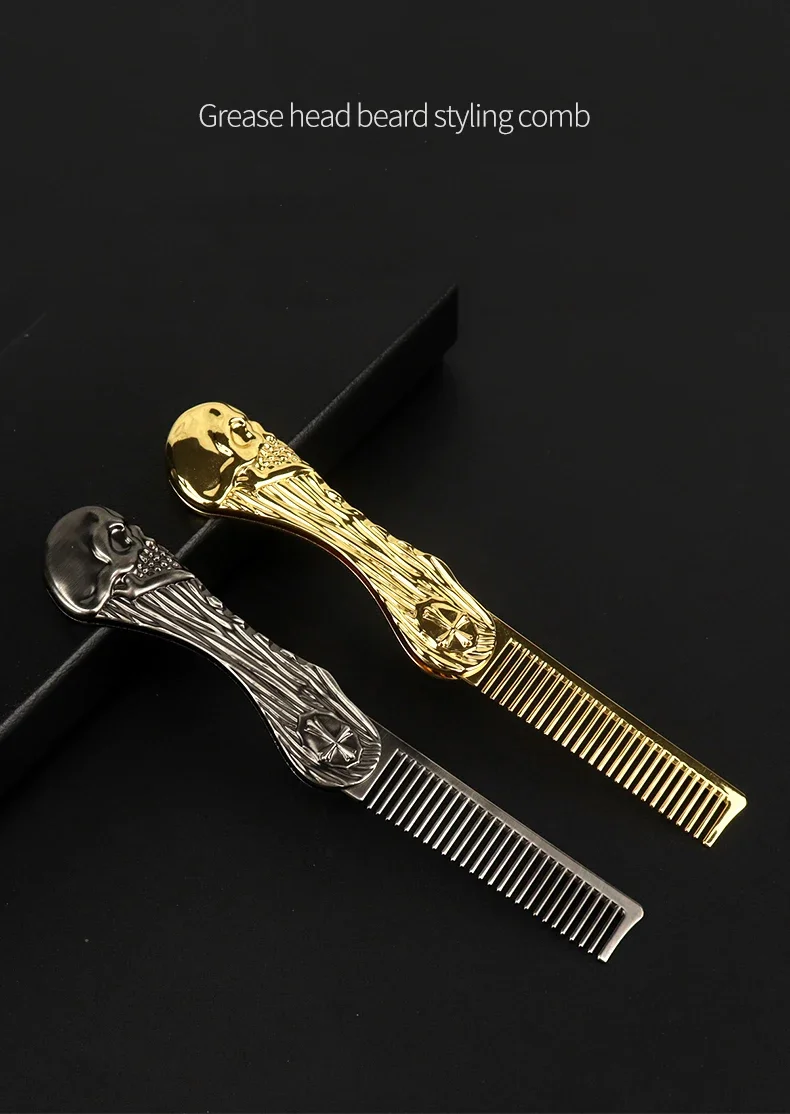 

1 piece foldable men's hair styling metal comb stainless steel beard comb mustard care styling tool Special for real hair wigs
