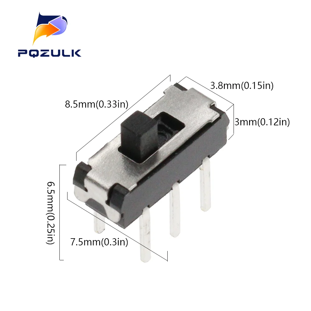 20PCS The Micro MSS22D18 Slide Switch DIP 6Pins 2P2T Handle High 2MM Toggle Switch