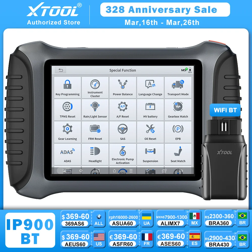 XTOOL InPlus IP900BT Car Diagnostic Tools PK XTOOL D8W Bluetooth Automotivo OBD OBD2 Scanner 38 Reset ECU Coding Bidirectional