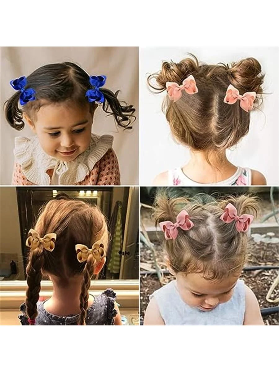 40PCS 3Inch Hair Bows for Girls Grosgrain Ribbon Toddler Hair Accessories with Alligator Clips