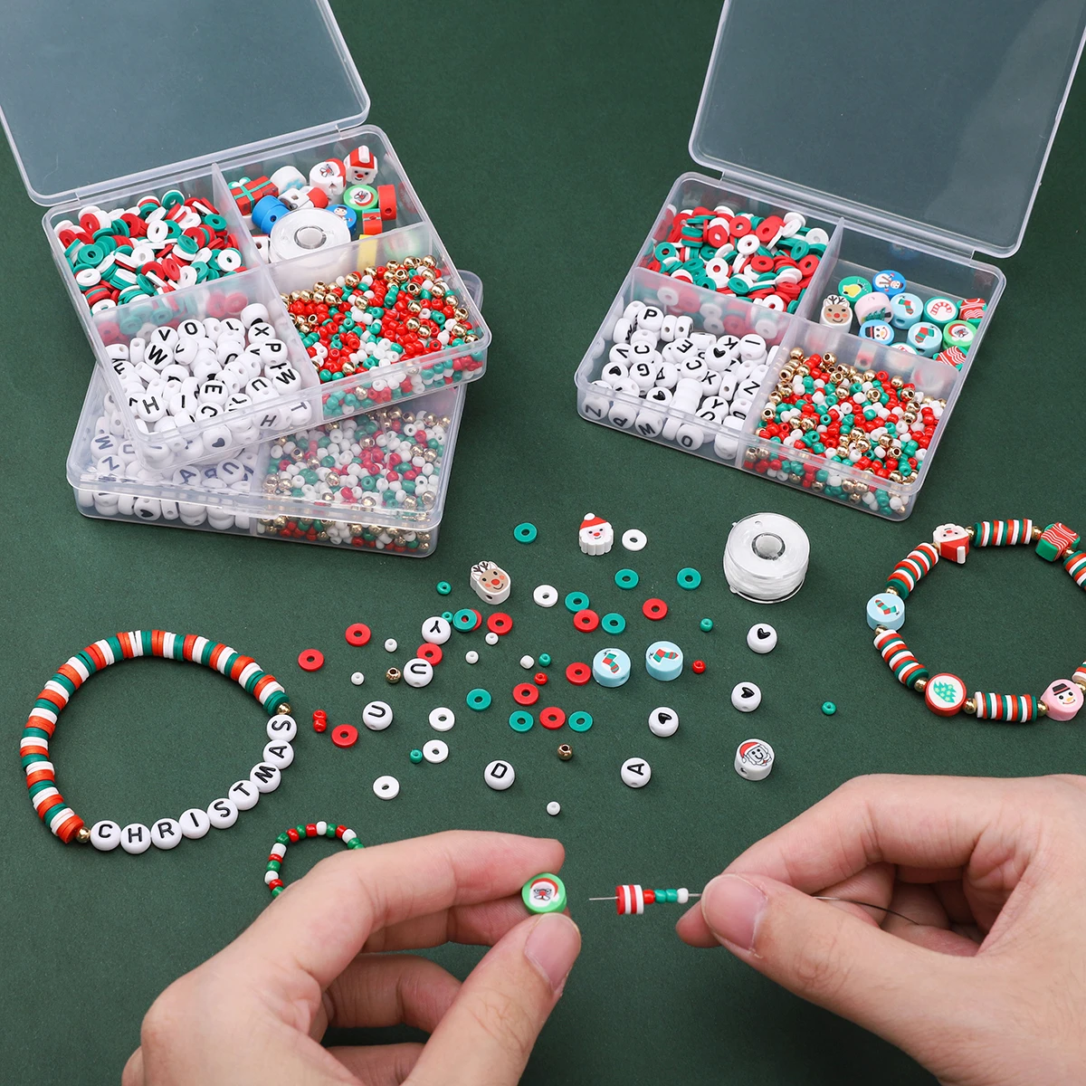 Christmas Series Of Soft Ceramic Beads Letter Beads Crystal Beads Kits Handmade DIY Bracelets Necklaces Holiday Accessories - view 3