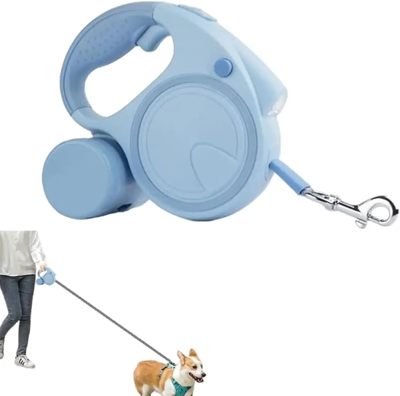 

2026 New Upgrade Retractable Dog Fancy Leash with Flashlight and Dispenser, 16 ft Dog Retractable Leash is Perfect for Safe