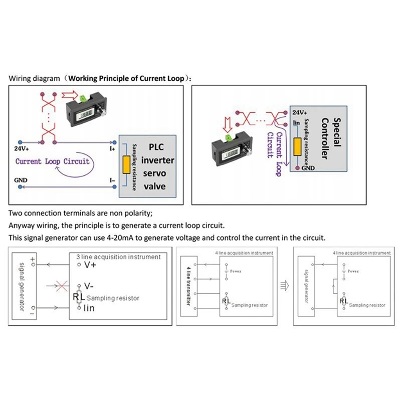 5X New 2-Wire 4-20MA Current Signal Generator Panel-Mounted Current Loop Generator 4 To 20MA Simulator High Precision