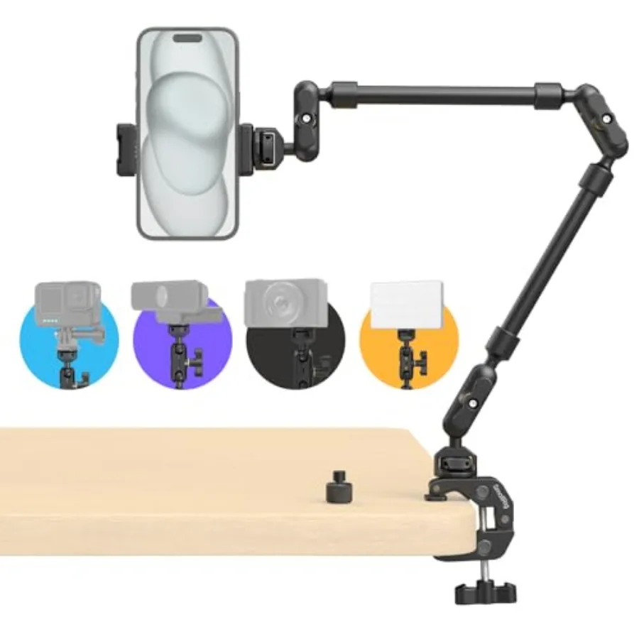 

SMALLRIG 22 Magic Arm w Clamp Over Phone Mount ible Desk Camera Mount Articulating Friction Boom Arm w Thread Adapter for POV S