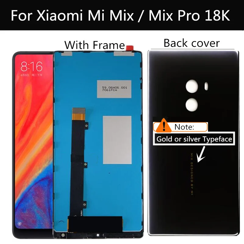 FOR Xiaomi Mi MIX PRO 18K LCD Display Touch Screen with frame+Battery cover back cover Housing For phone 6.4  xiaomi mix1 lcd