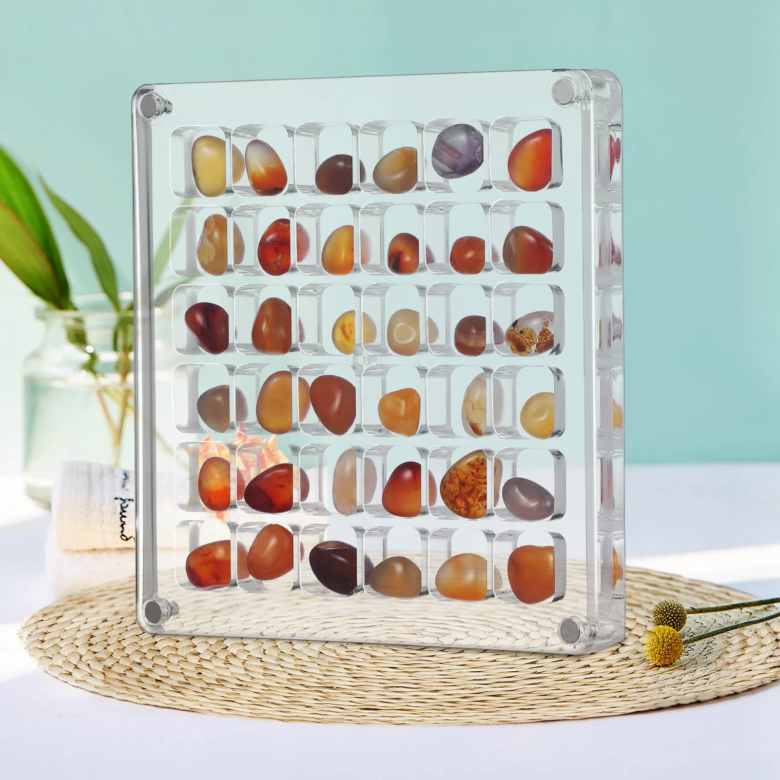 

36 Grids Clear Acrylic Display Case For Seashells Trinkets Storage Holder Transparent Box Lid Organized Jewelry