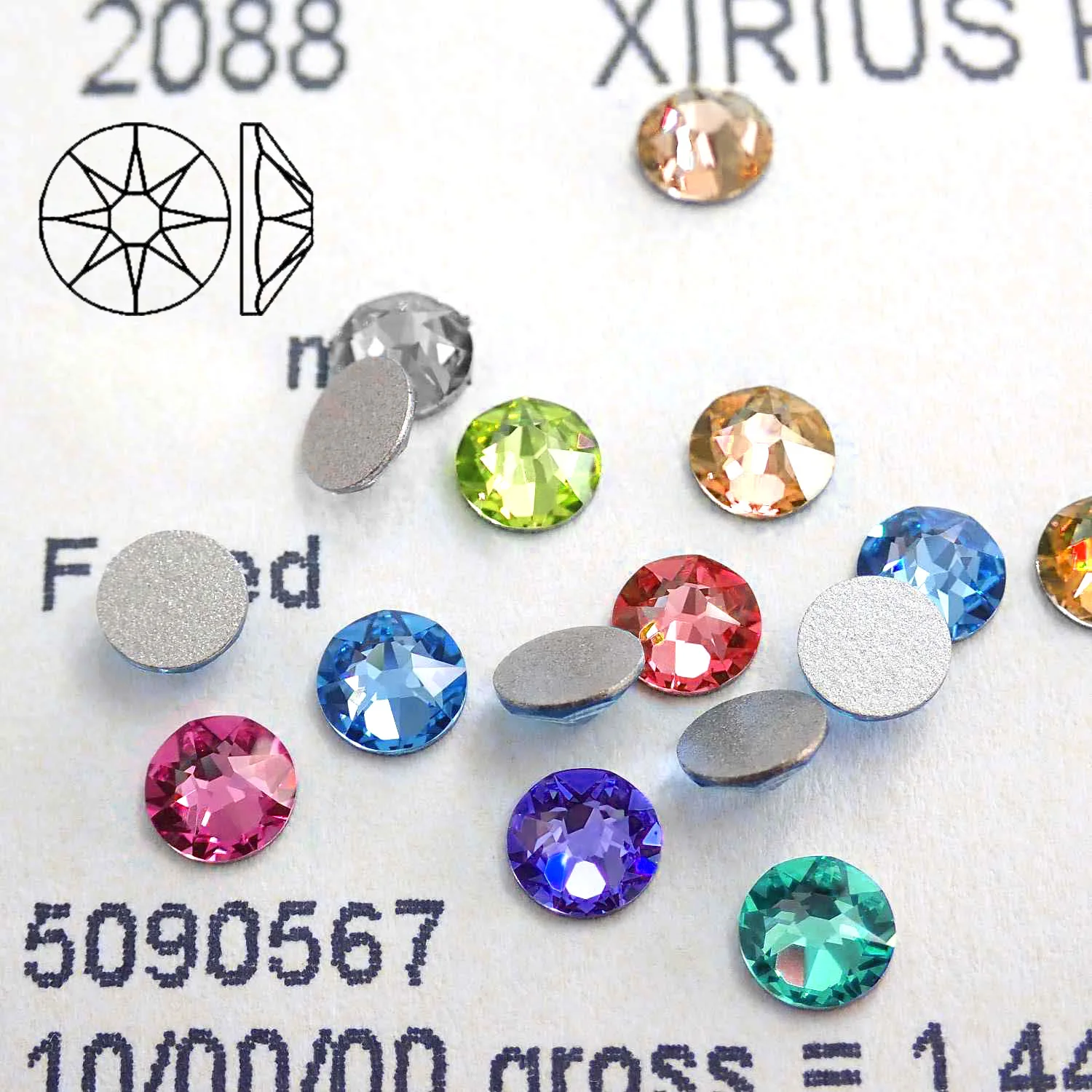 Neue echte 2088 Strass-Steine ohne Hotfix, alle Farben, flache Rückseite, Xirius Flatback No-Hotfix-Steine für Nägel und Kleidung. – Detail 2