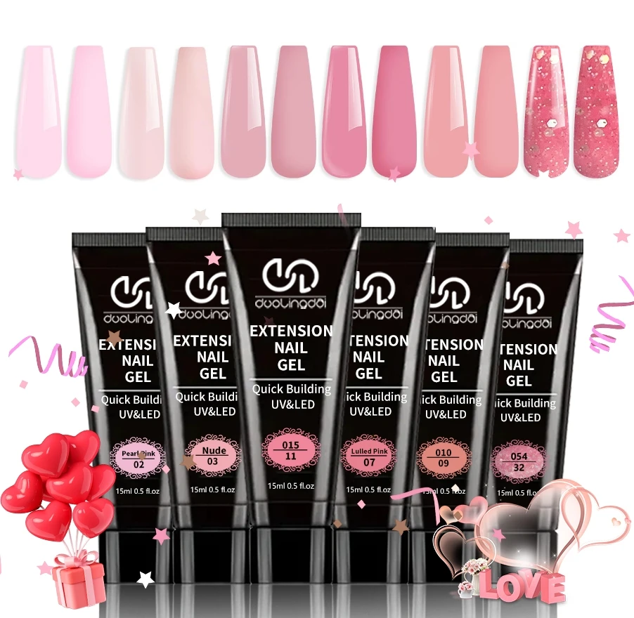 

6PCS Poly Nails Acryl Gel 15ml Builder UV Led Acrylgel Nails Extensions Acrylic Pink White Clear Acrylatic Hema Tpo Free Gel