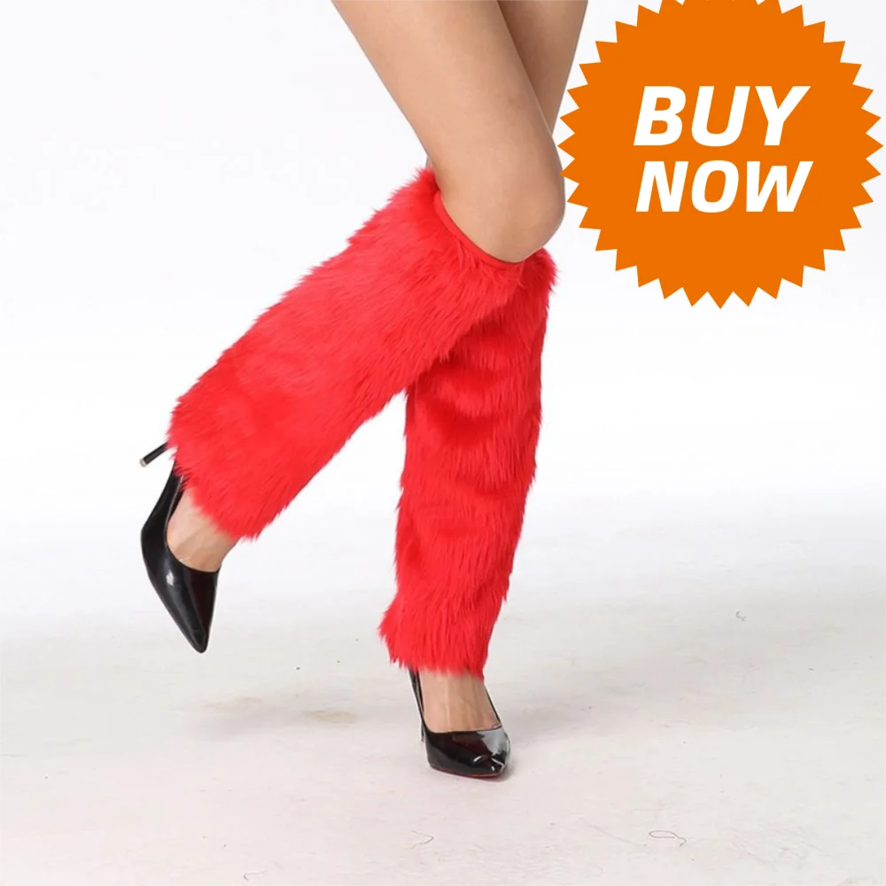 

Soft Fluffy Faux Fur Leg Warmers Solid Color Colorful Knee High Boots Cover Elastic Comfortable Warm Knee Sleeve Costume Parties