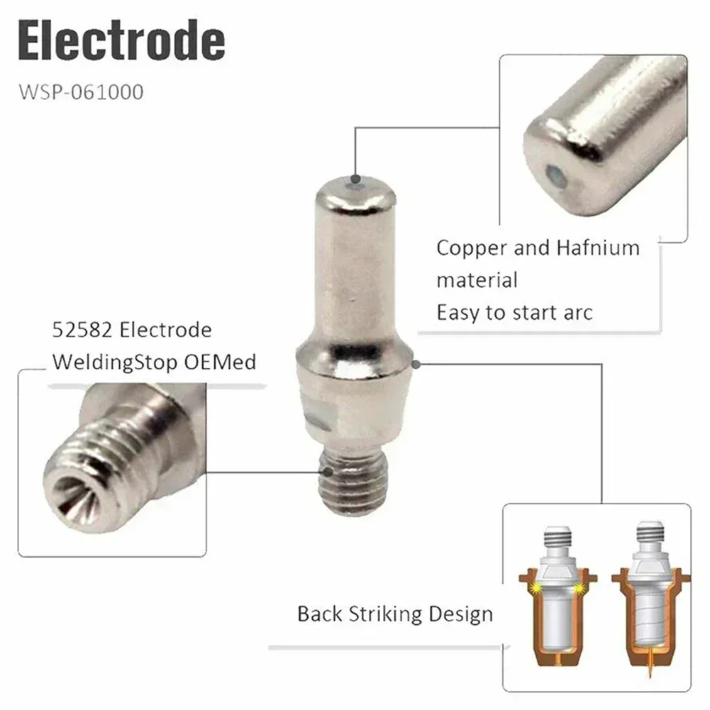 24pcs 52582 Electrode 51313 1.1 Plasma Nozzle Set For PT60 PT40 IPT-40 Torch 50-60A Plasma Cutting Shied Cap Welding Tool