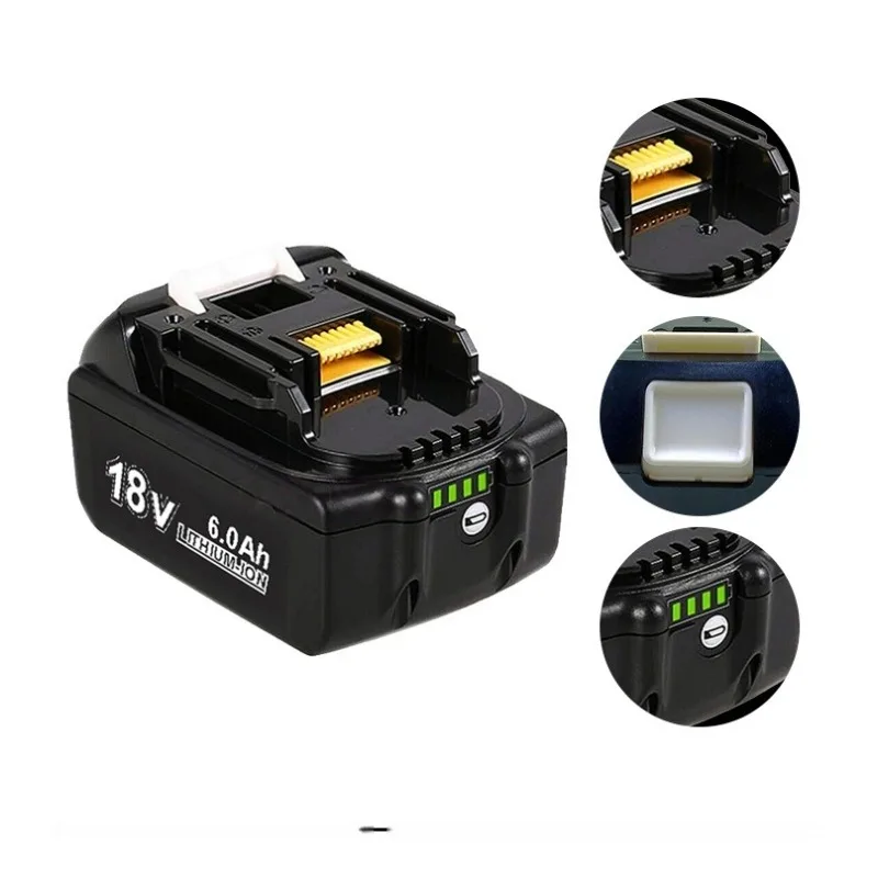 18V 6Ah Lithium-ion Rechargeable Battery High Capacity Long Lasting Compatible for Makita BL1860B BL1850 BL1840