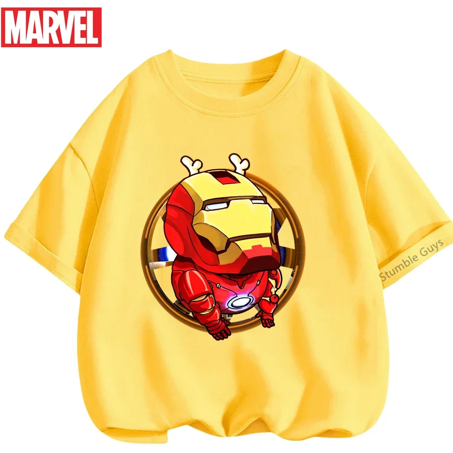 

Kids Iron Man Graphic T-Shirt Girls Avengers Top Boys Summer Marvel Tops 2026 New Anime Clothes