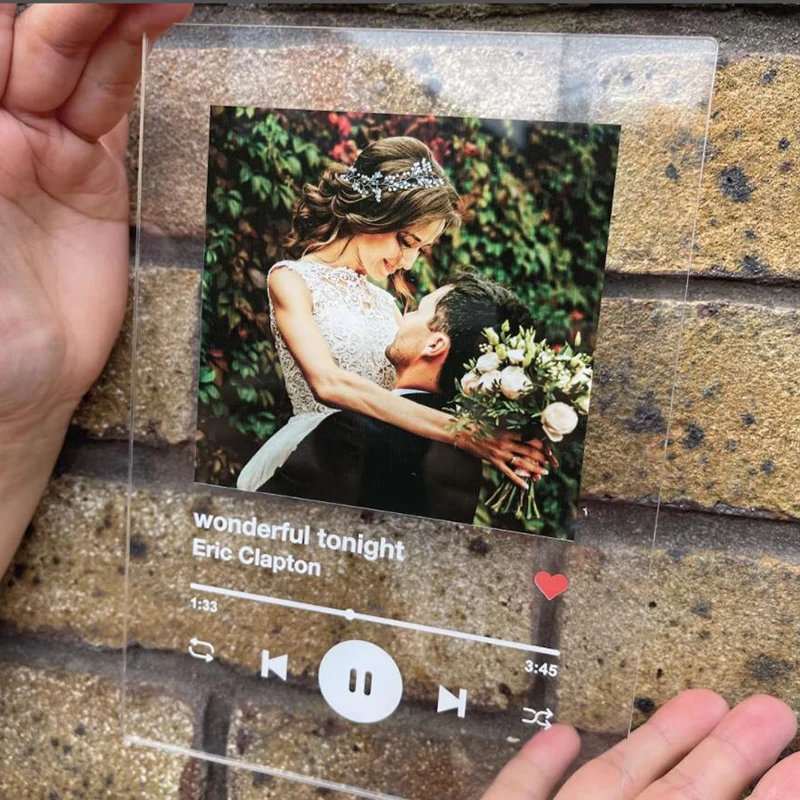 Pannello di canzone in acrilico con foto personalizzate cornice per foto personalizzata decorazione del soggiorno, regalo di anniversario di